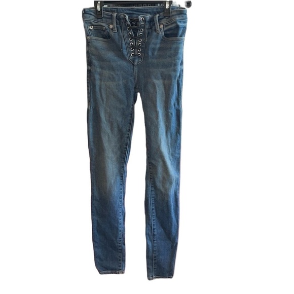 True religion washed warn look skinny legging jeans with tie in the front  NWOT - Picture 1 of 4
